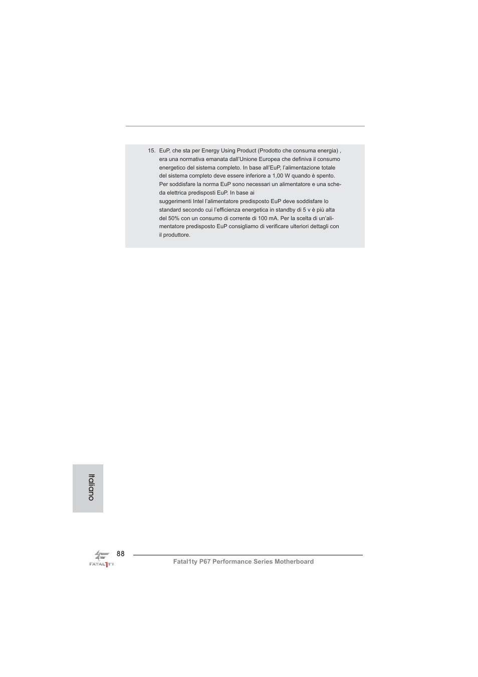 Italiano | ASRock Fatal1ty P67 Performance User Manual | Page 88 / 266
