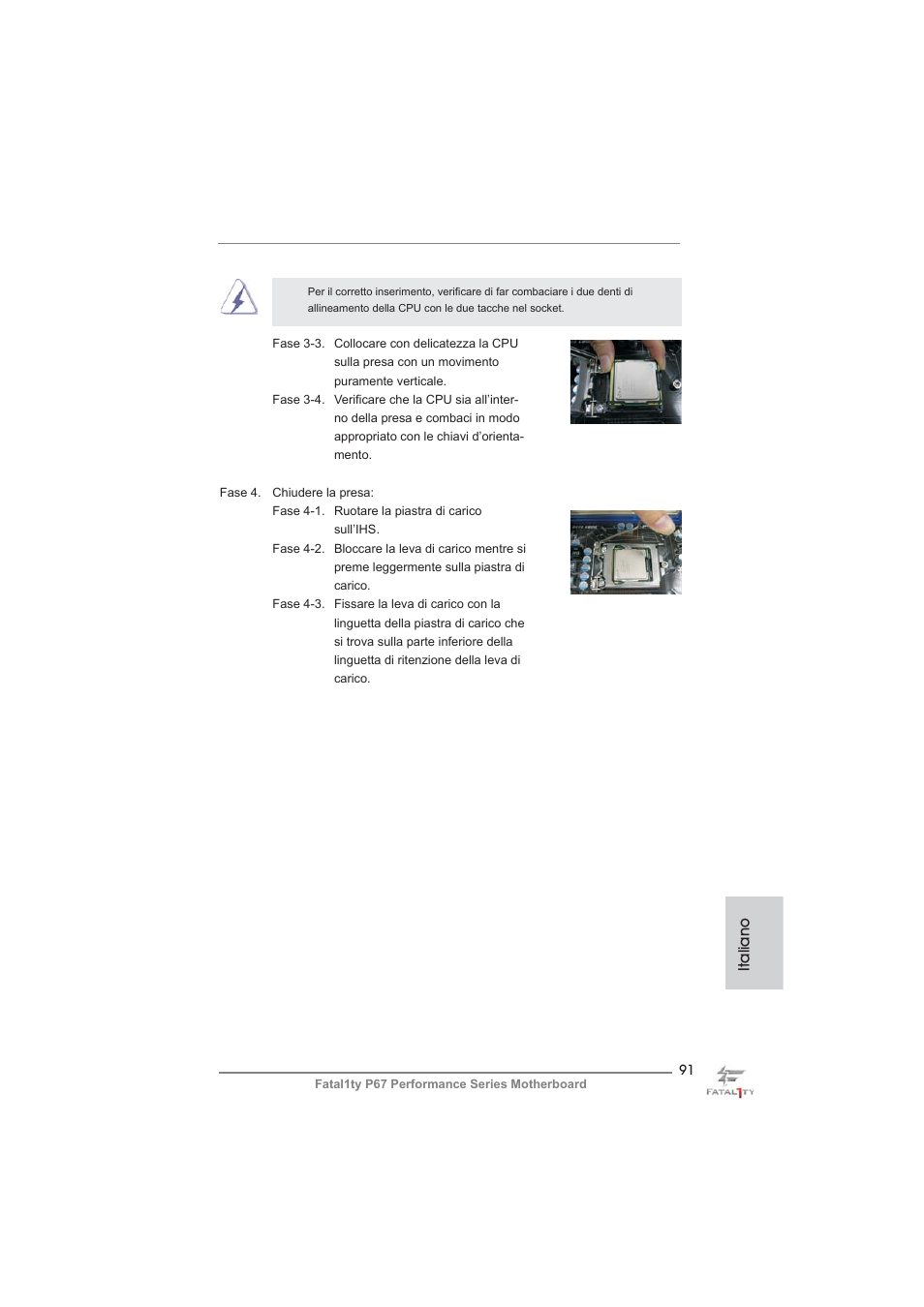 Italiano | ASRock Fatal1ty P67 Performance User Manual | Page 91 / 266