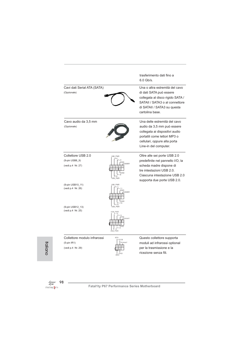 Italiano | ASRock Fatal1ty P67 Performance User Manual | Page 98 / 266