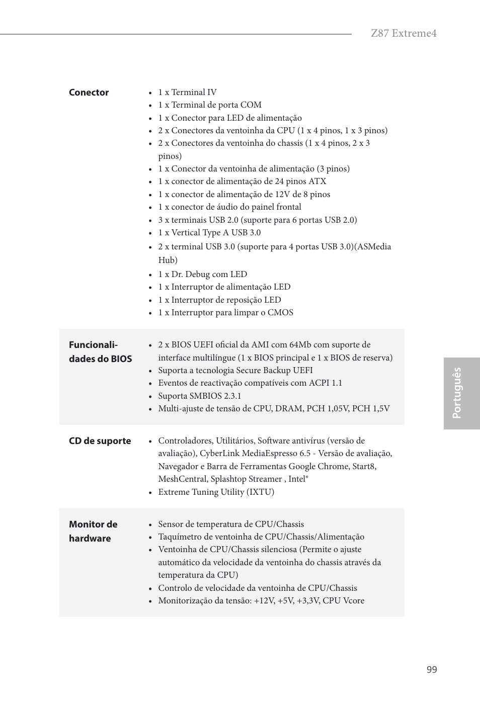 Por tuguês z87 extreme4 | ASRock Z87 Extreme4 User Manual | Page 101 / 188