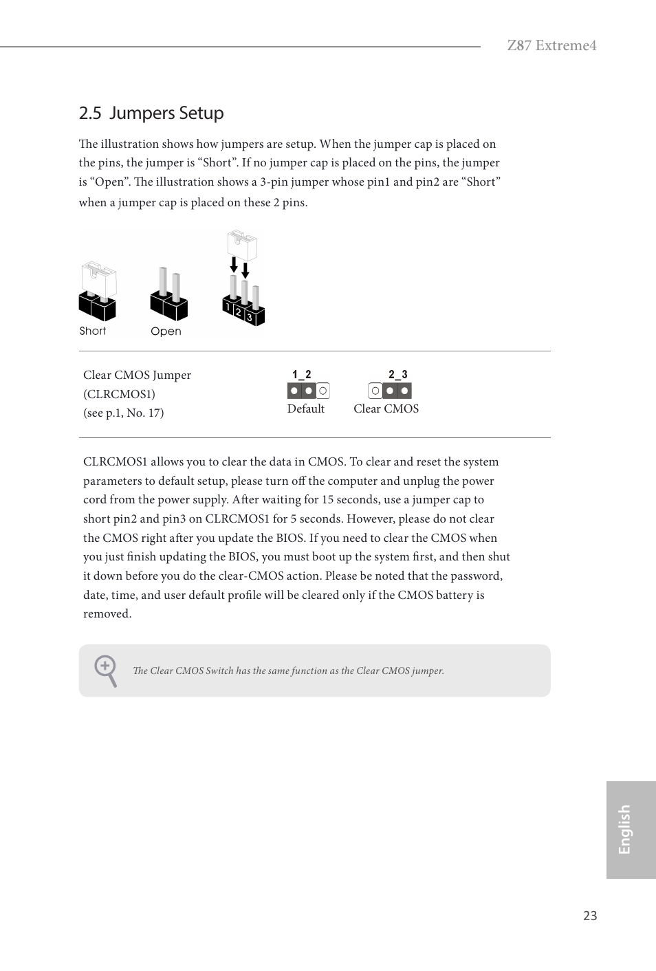 5 jumpers setup | ASRock Z87 Extreme4 User Manual | Page 25 / 188