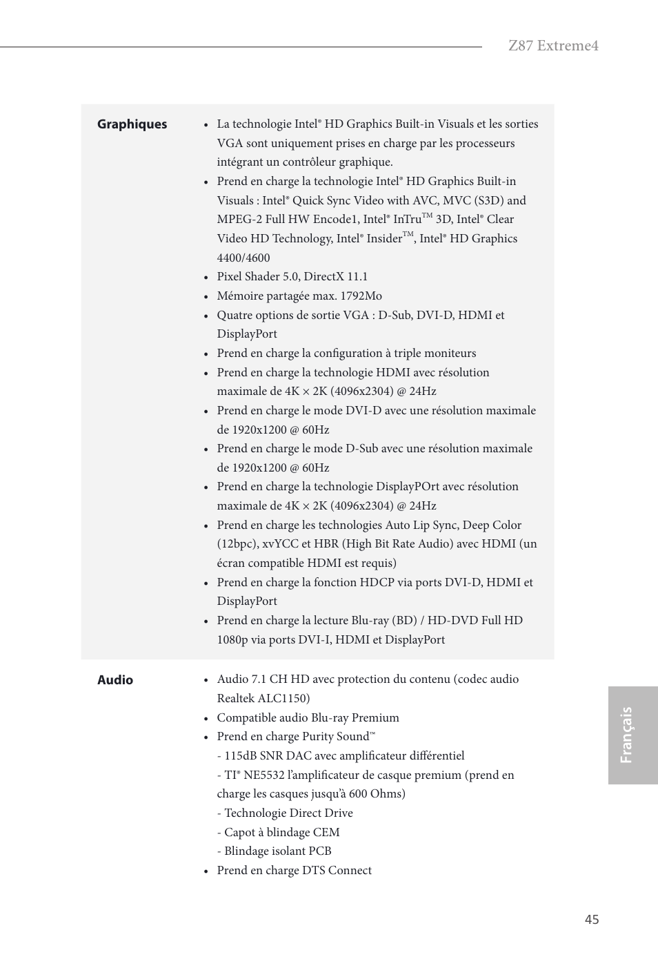 Fr ançais français z87 extreme4 | ASRock Z87 Extreme4 User Manual | Page 47 / 188