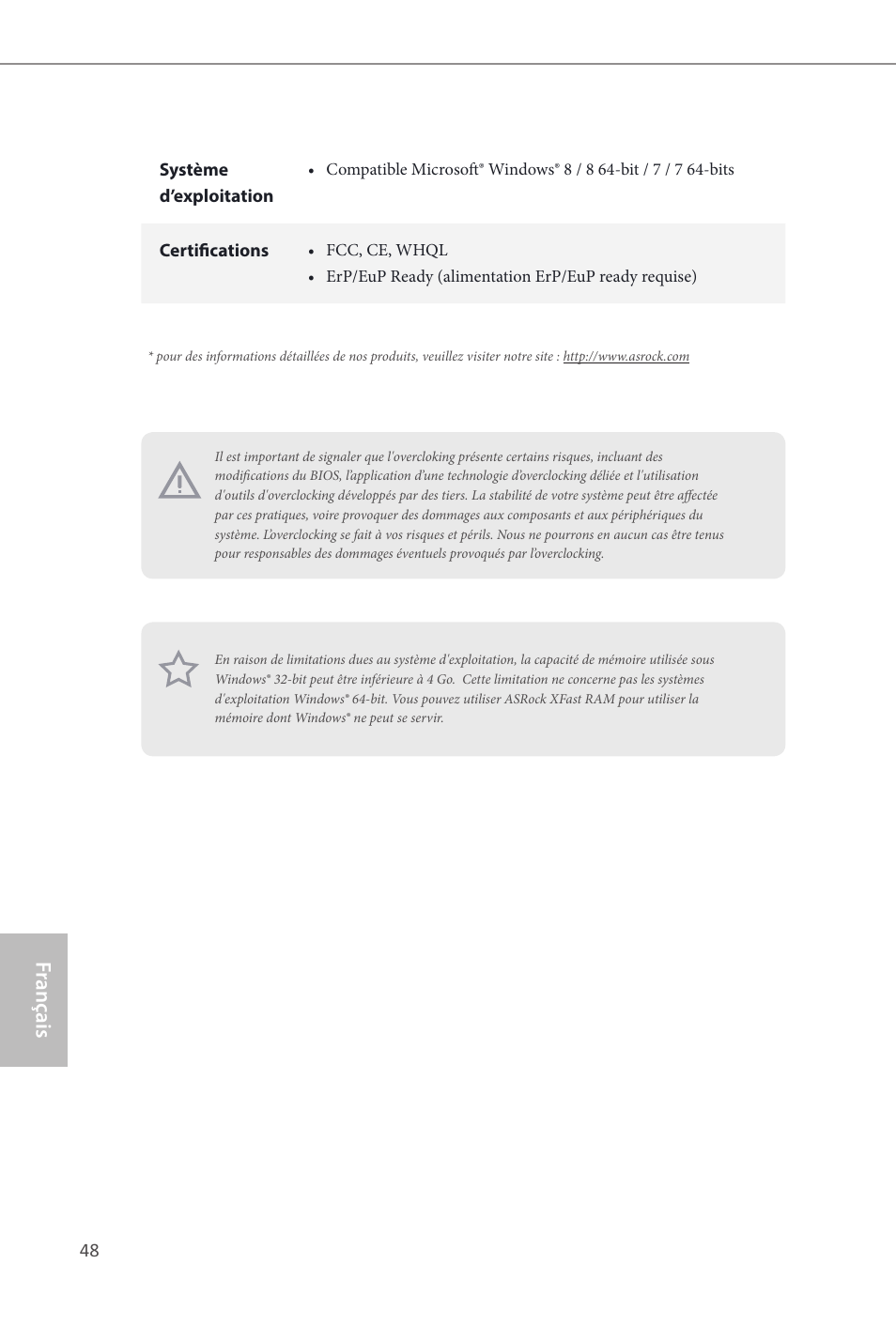 Fr ançais français | ASRock Z87 Extreme4 User Manual | Page 50 / 188