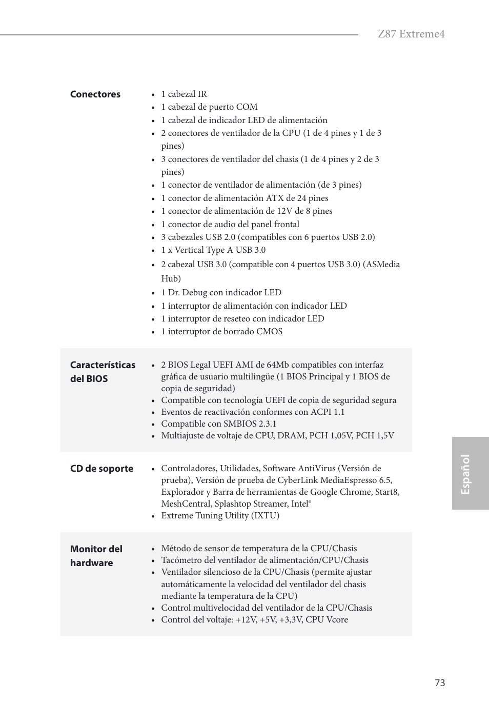 Español z87 extreme4 | ASRock Z87 Extreme4 User Manual | Page 75 / 188