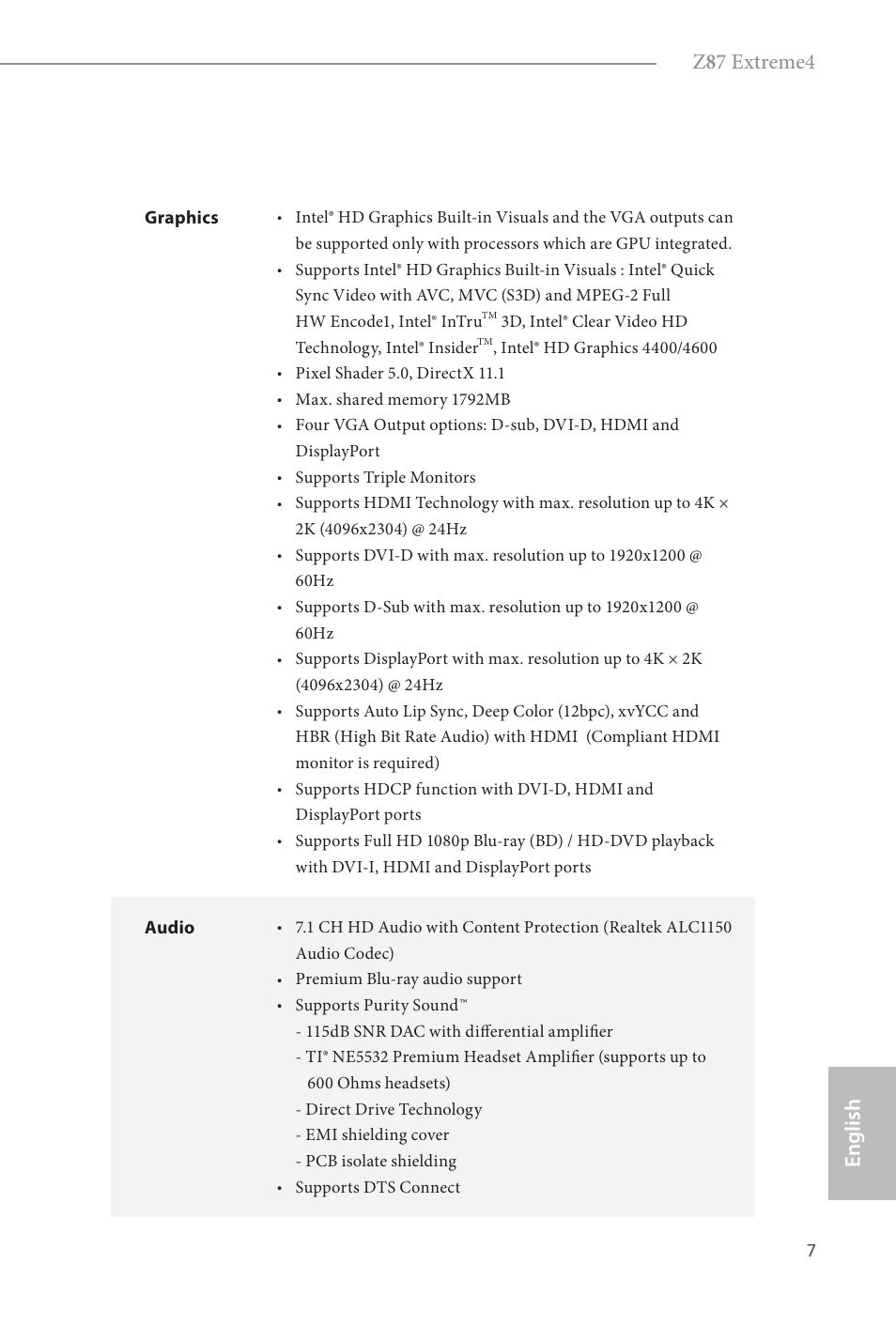 Z 8 7 extreme4, English | ASRock Z87 Extreme4 User Manual | Page 9 / 188
