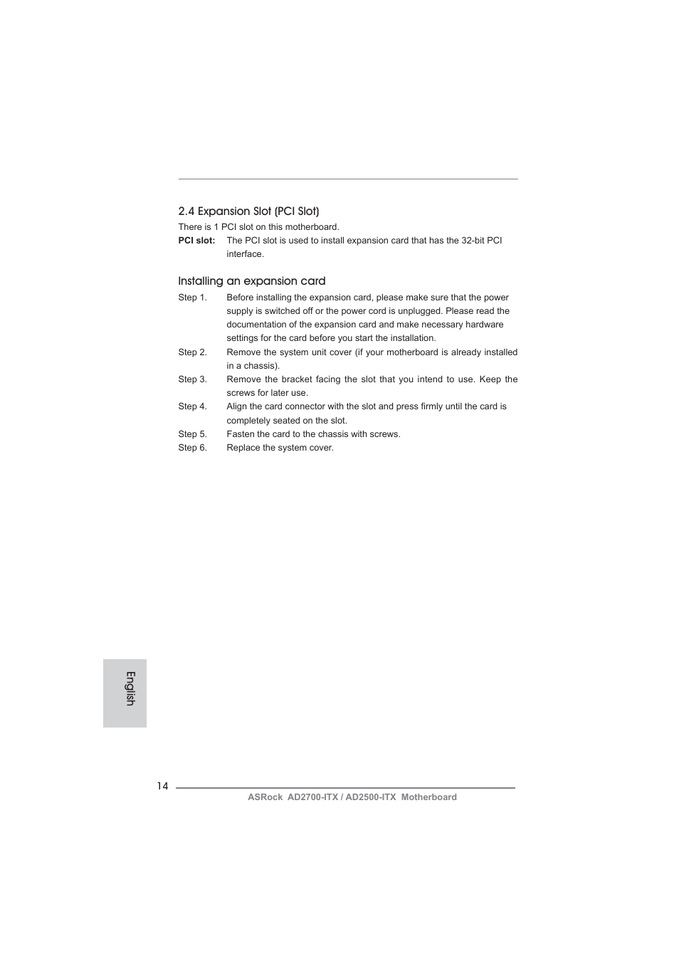ASRock AD2700-ITX User Manual | Page 14 / 158