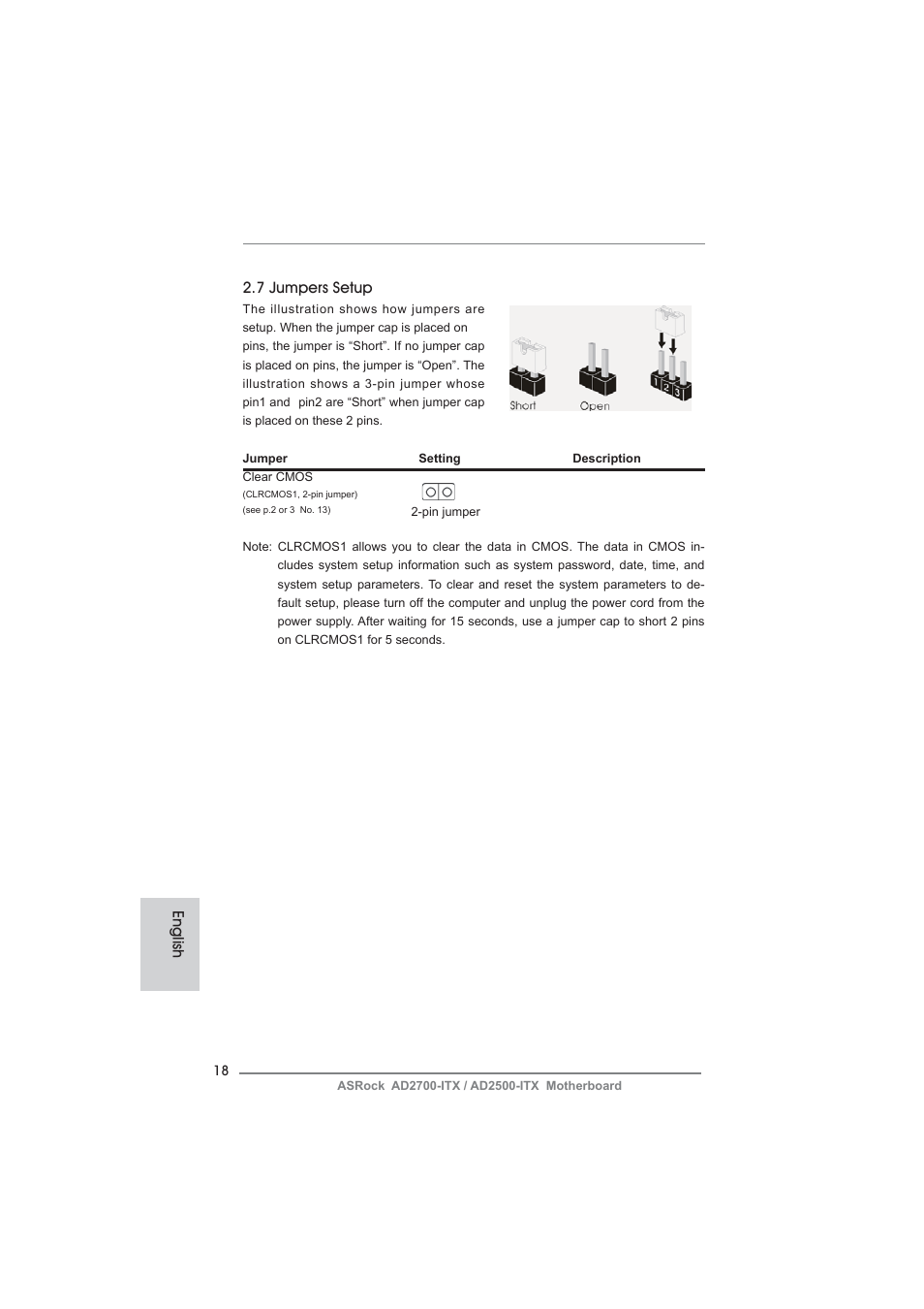 English 2.7 jumpers setup | ASRock AD2700-ITX User Manual | Page 18 / 158