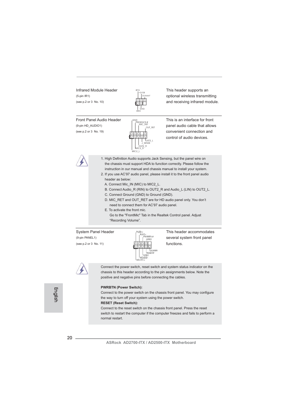 English | ASRock AD2700-ITX User Manual | Page 20 / 158