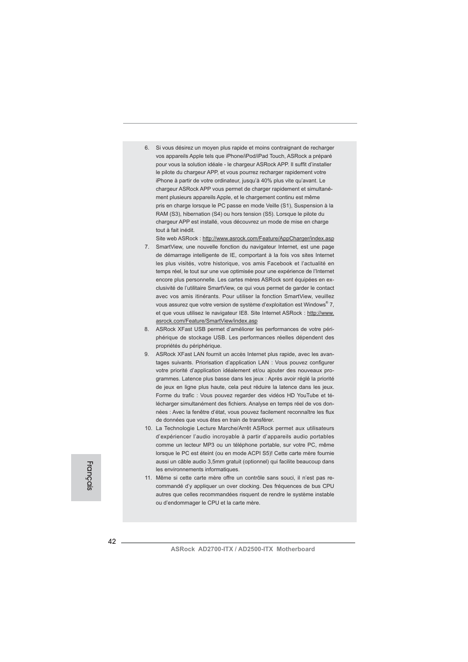 Français | ASRock AD2700-ITX User Manual | Page 42 / 158