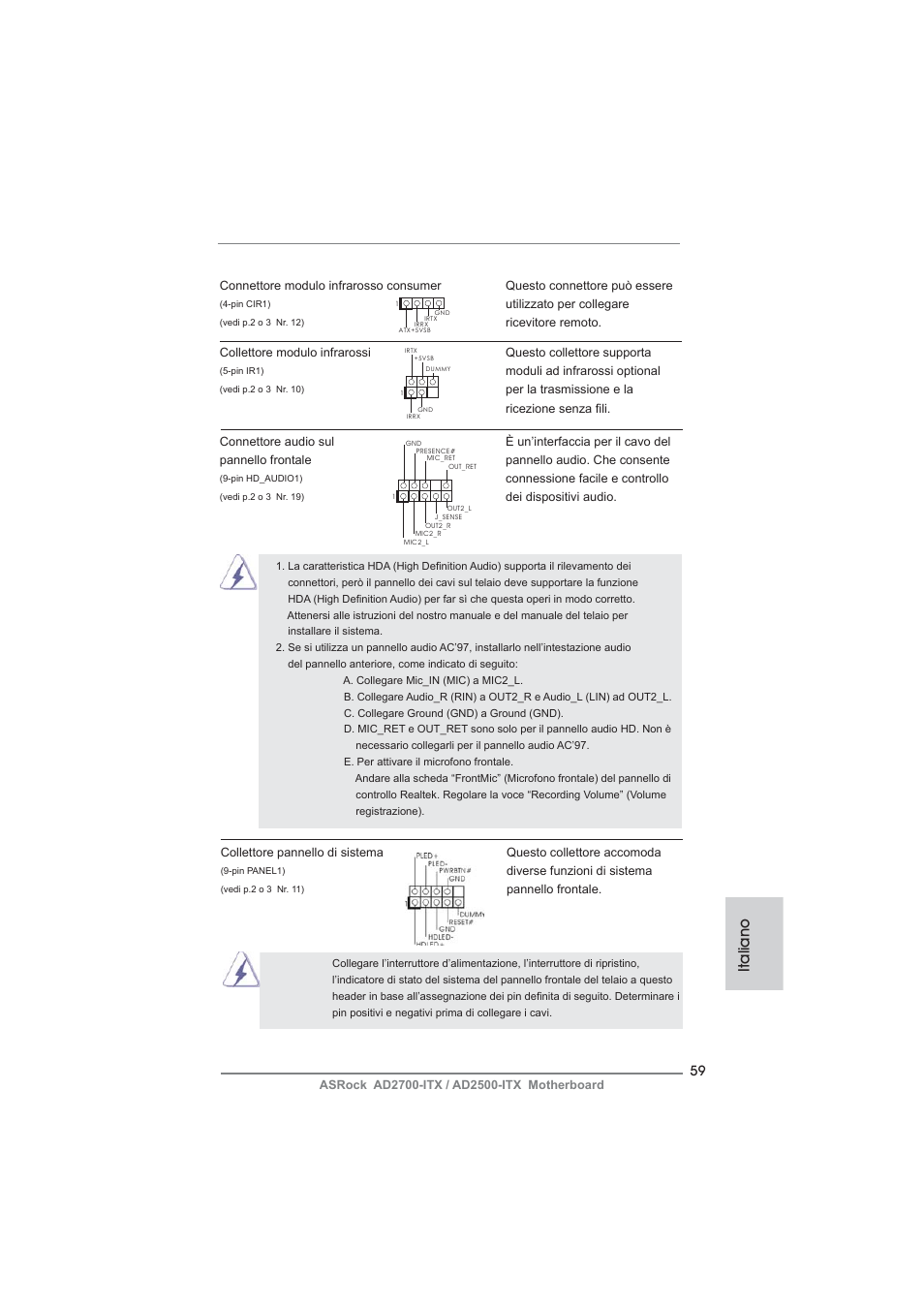 Italiano | ASRock AD2700-ITX User Manual | Page 59 / 158