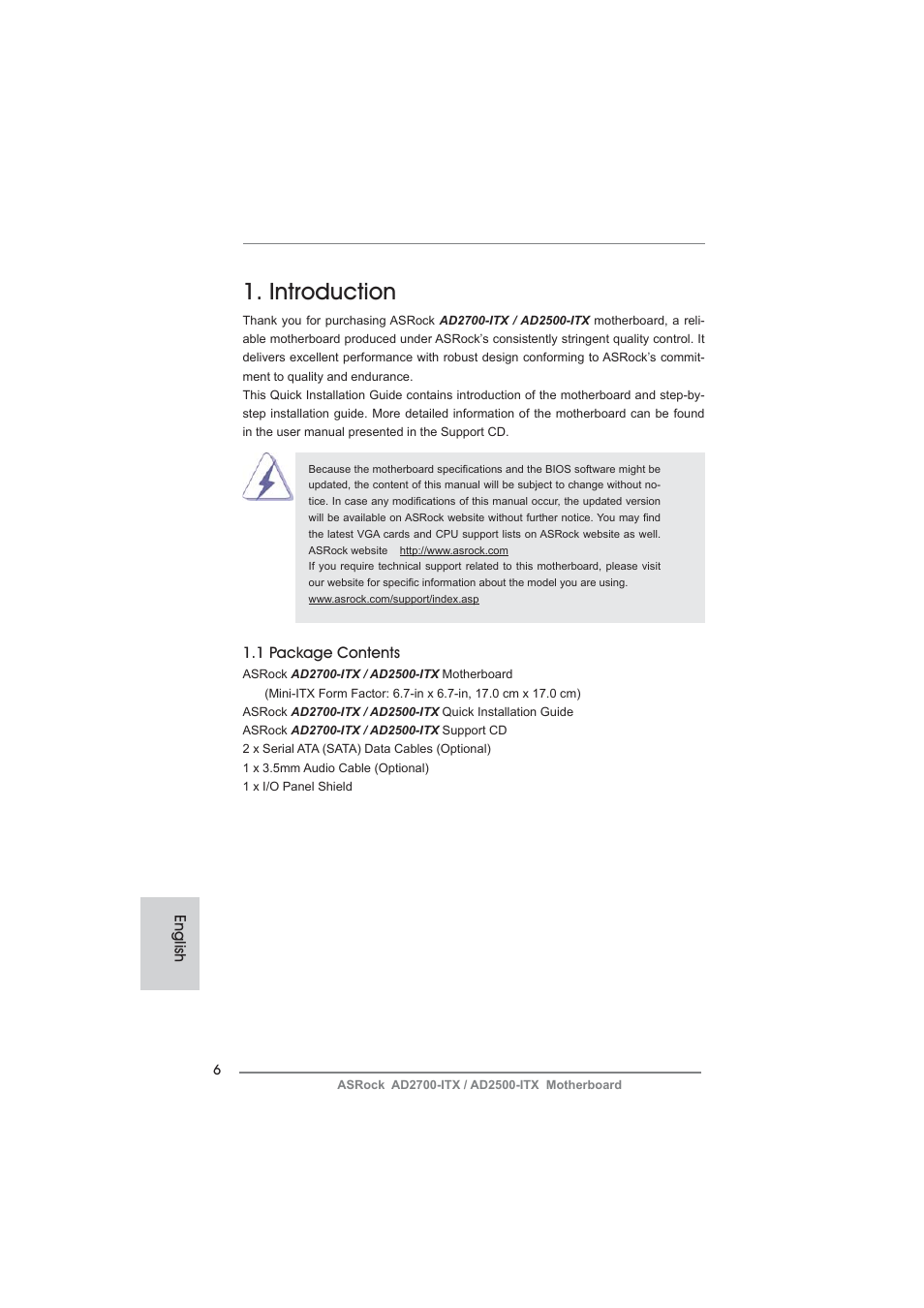 Introduction | ASRock AD2700-ITX User Manual | Page 6 / 158