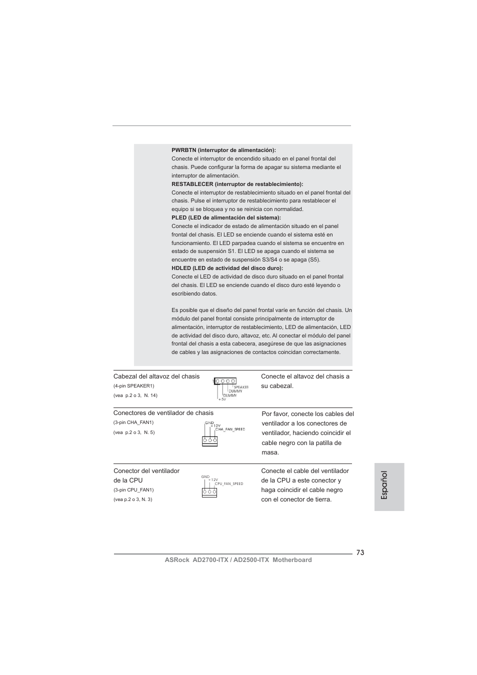 Español | ASRock AD2700-ITX User Manual | Page 73 / 158