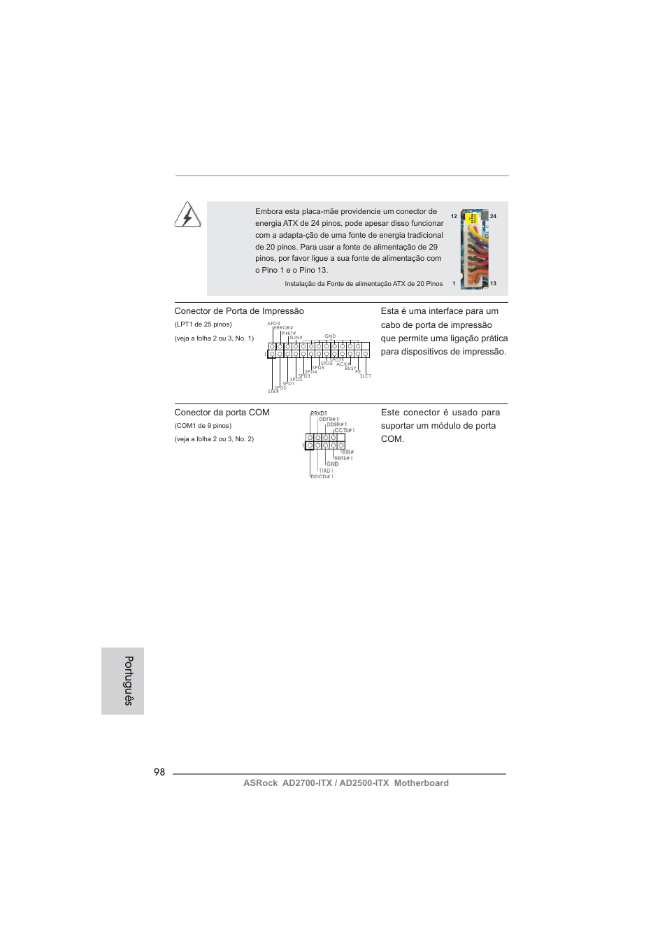 Por tuguês | ASRock AD2700-ITX User Manual | Page 98 / 158