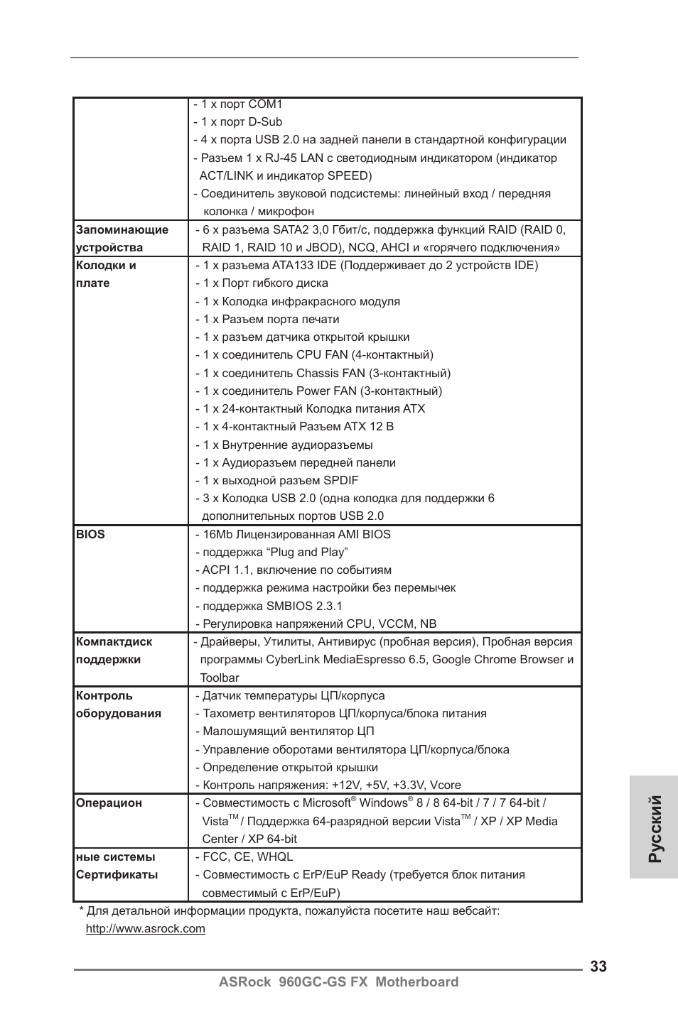 Ру сский | ASRock 960GC-GS FX User Manual | Page 33 / 55