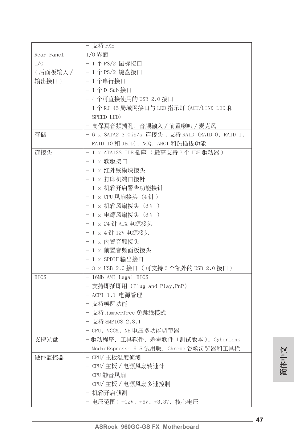 簡體中文 | ASRock 960GC-GS FX User Manual | Page 47 / 55