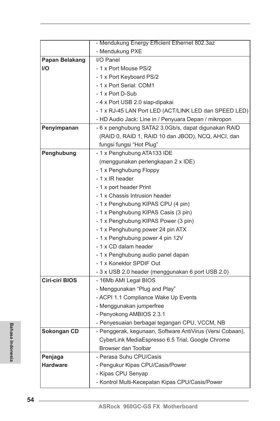 ASRock 960GC-GS FX User Manual | Page 54 / 55
