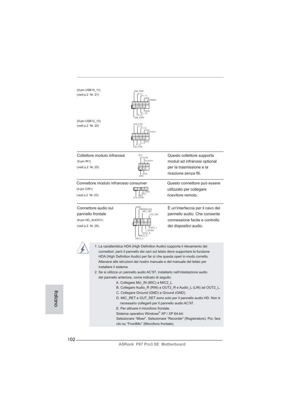 Italiano | ASRock P67 Pro3 SE User Manual | Page 102 / 277
