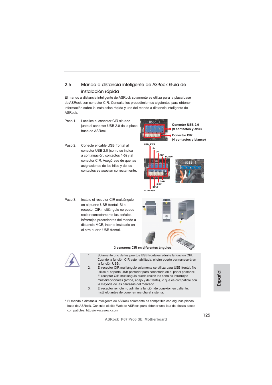 Español | ASRock P67 Pro3 SE User Manual | Page 125 / 277