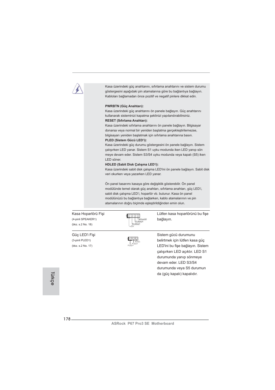 Türkçe | ASRock P67 Pro3 SE User Manual | Page 178 / 277