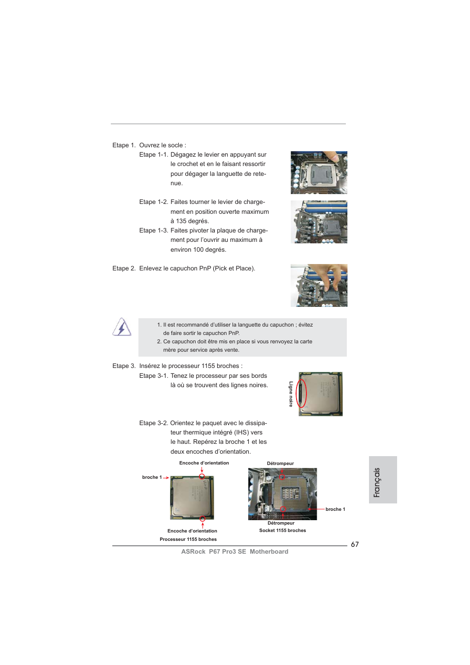 Français | ASRock P67 Pro3 SE User Manual | Page 67 / 277