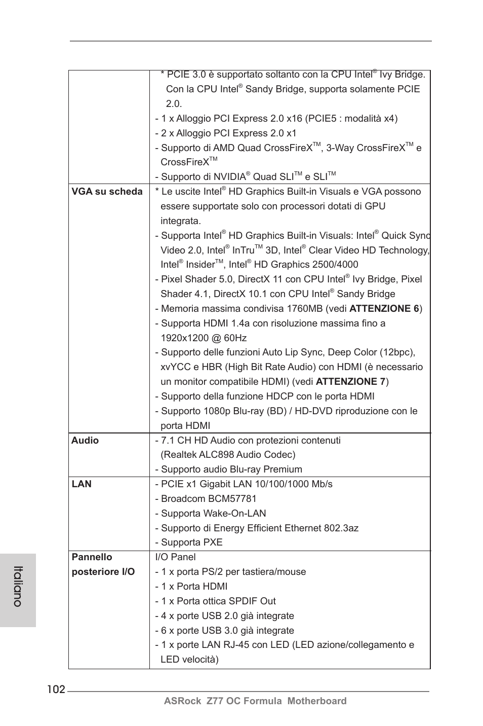 Italiano | ASRock Z77 OC Formula User Manual | Page 102 / 270