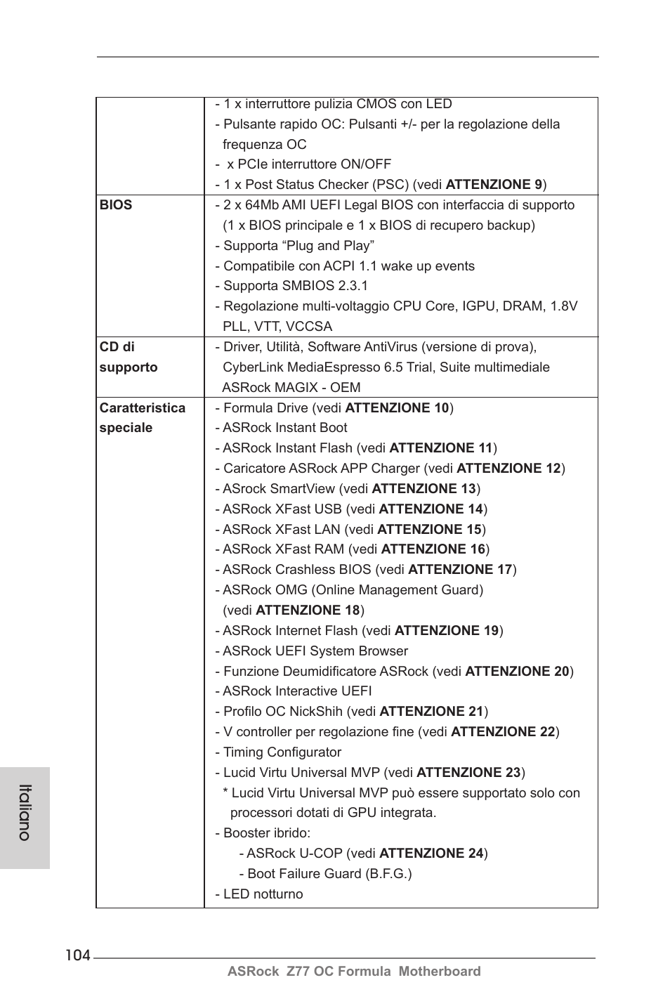 Italiano | ASRock Z77 OC Formula User Manual | Page 104 / 270