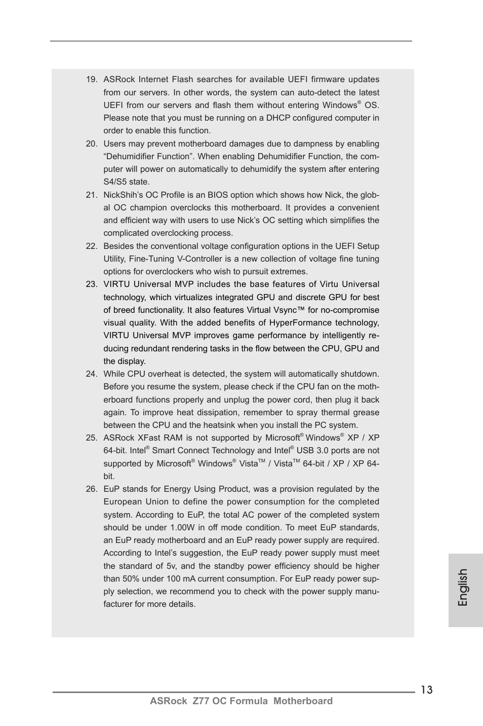 English, Asrock z77 oc formula motherboard | ASRock Z77 OC Formula User Manual | Page 13 / 270