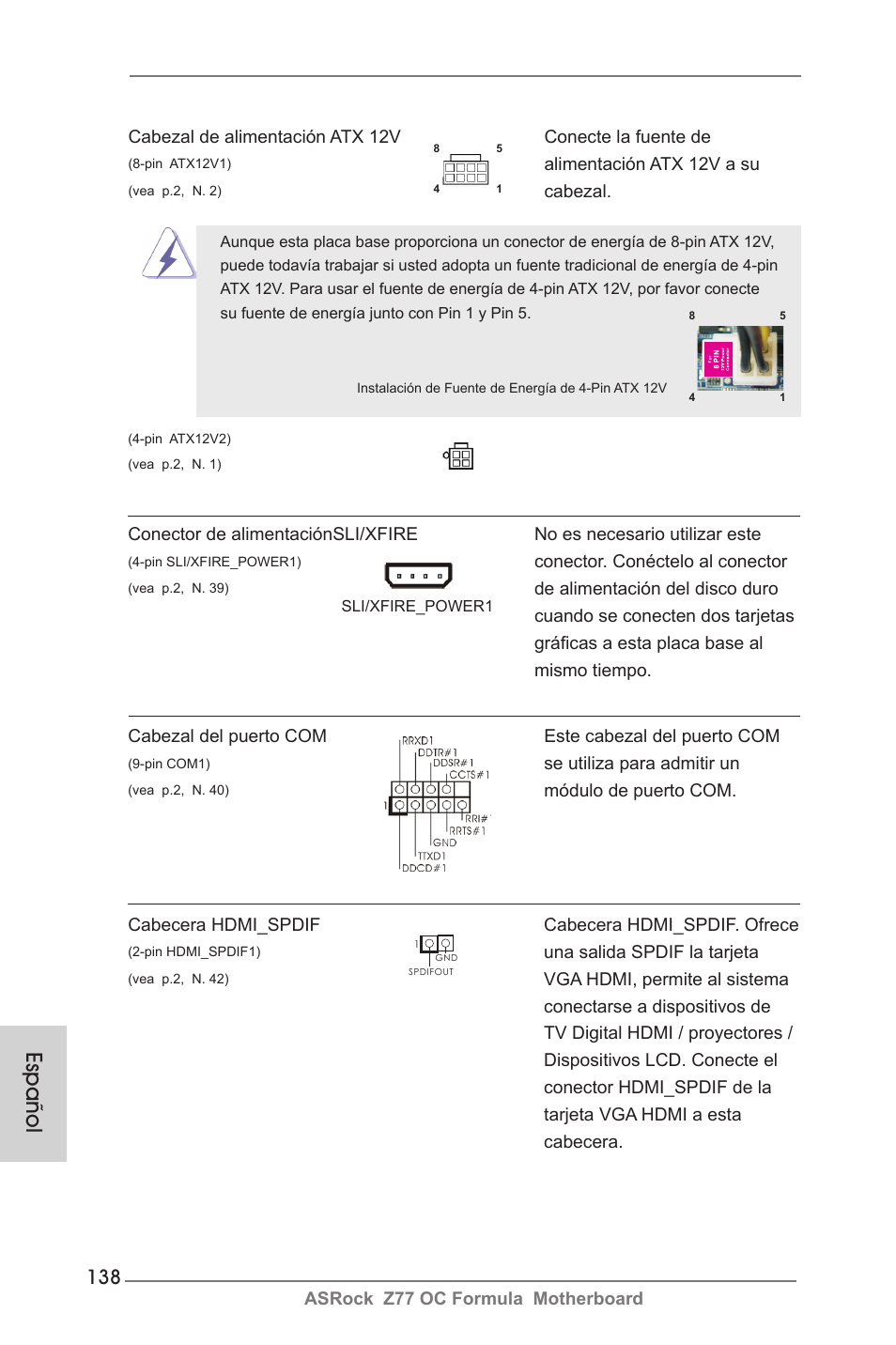 Español | ASRock Z77 OC Formula User Manual | Page 138 / 270