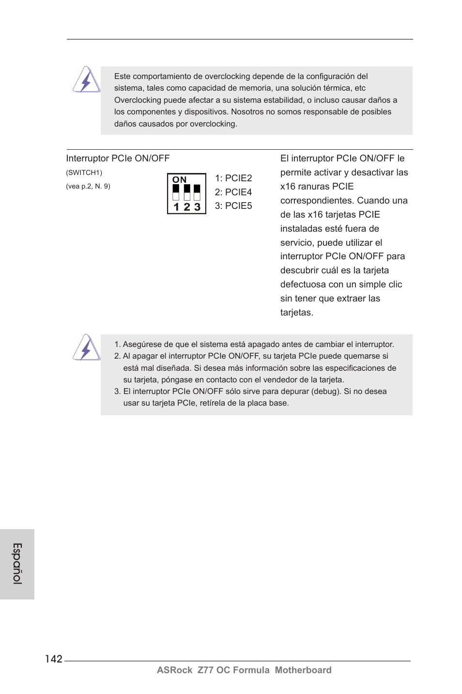 Español | ASRock Z77 OC Formula User Manual | Page 142 / 270