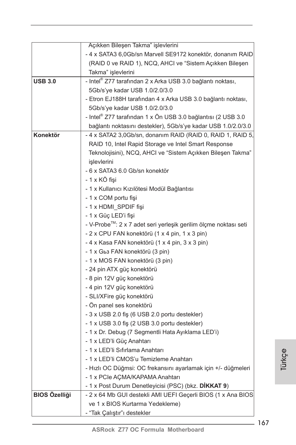 Türkçe | ASRock Z77 OC Formula User Manual | Page 167 / 270