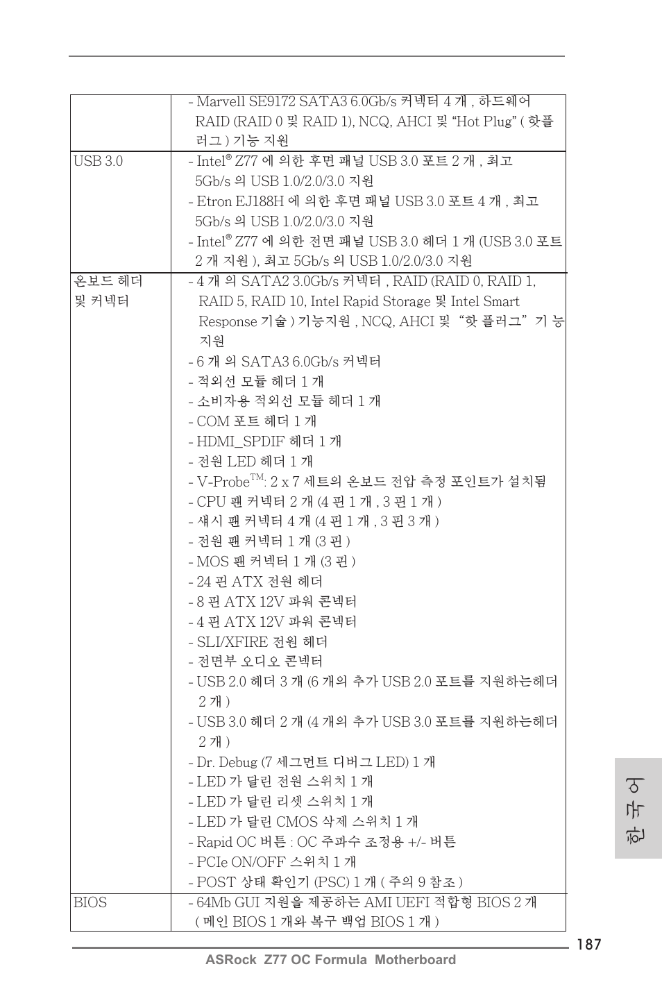 한 국 어 | ASRock Z77 OC Formula User Manual | Page 187 / 270