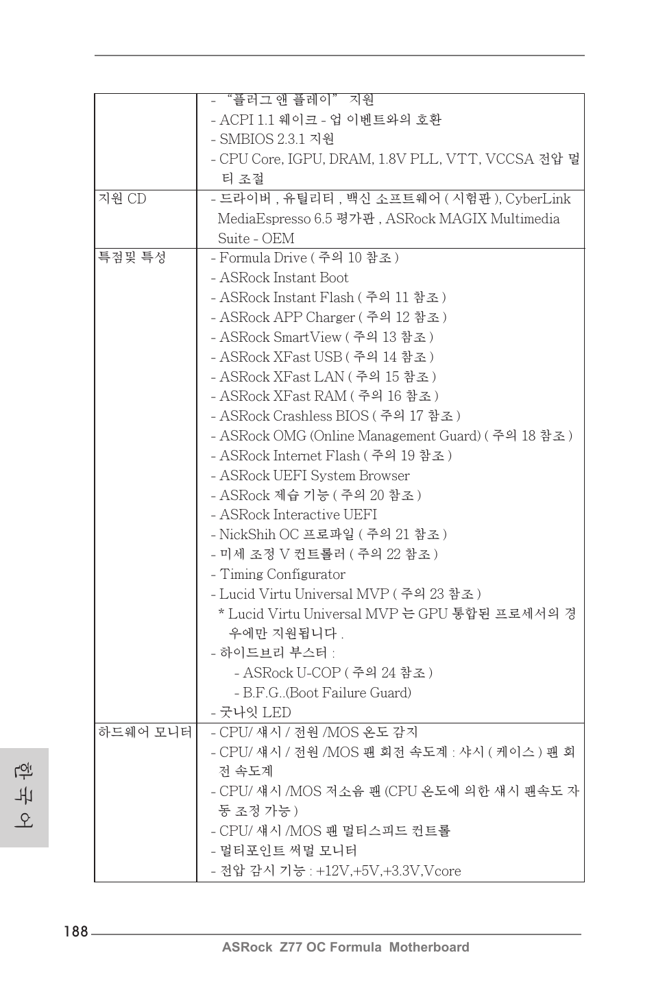 한 국 어 | ASRock Z77 OC Formula User Manual | Page 188 / 270