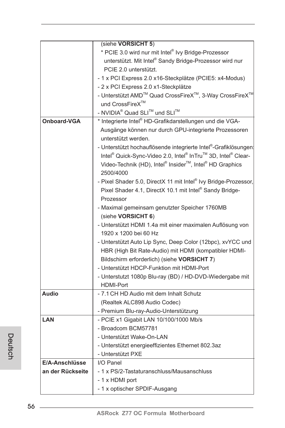 Deutsch | ASRock Z77 OC Formula User Manual | Page 56 / 270