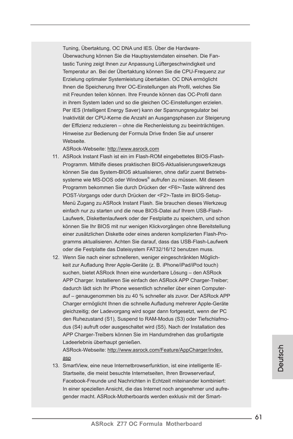 Deutsch | ASRock Z77 OC Formula User Manual | Page 61 / 270