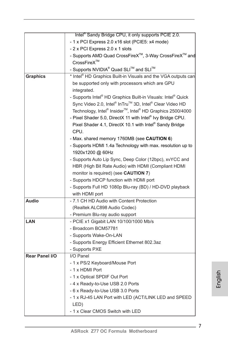 English | ASRock Z77 OC Formula User Manual | Page 7 / 270