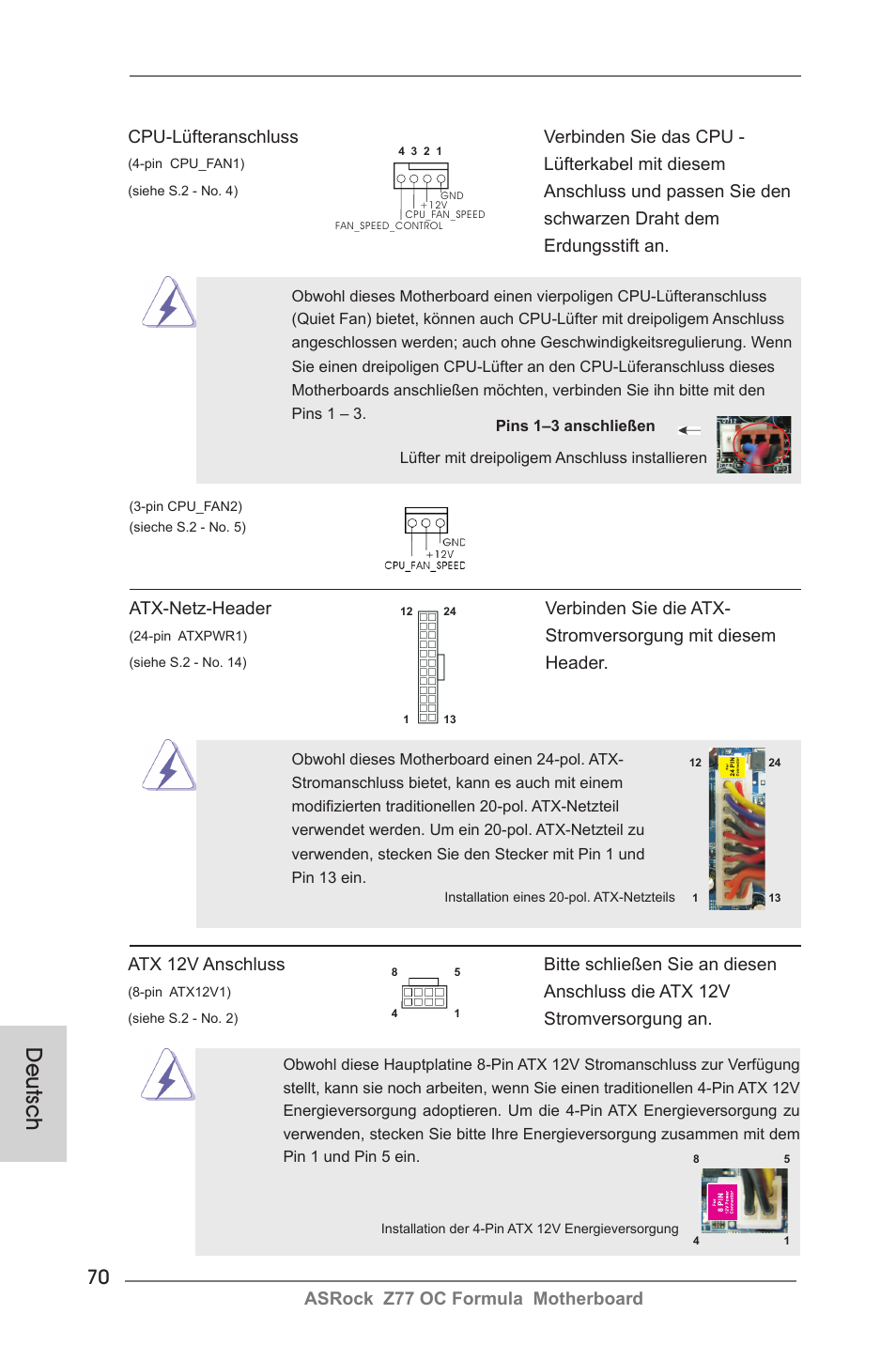 Deutsch | ASRock Z77 OC Formula User Manual | Page 70 / 270