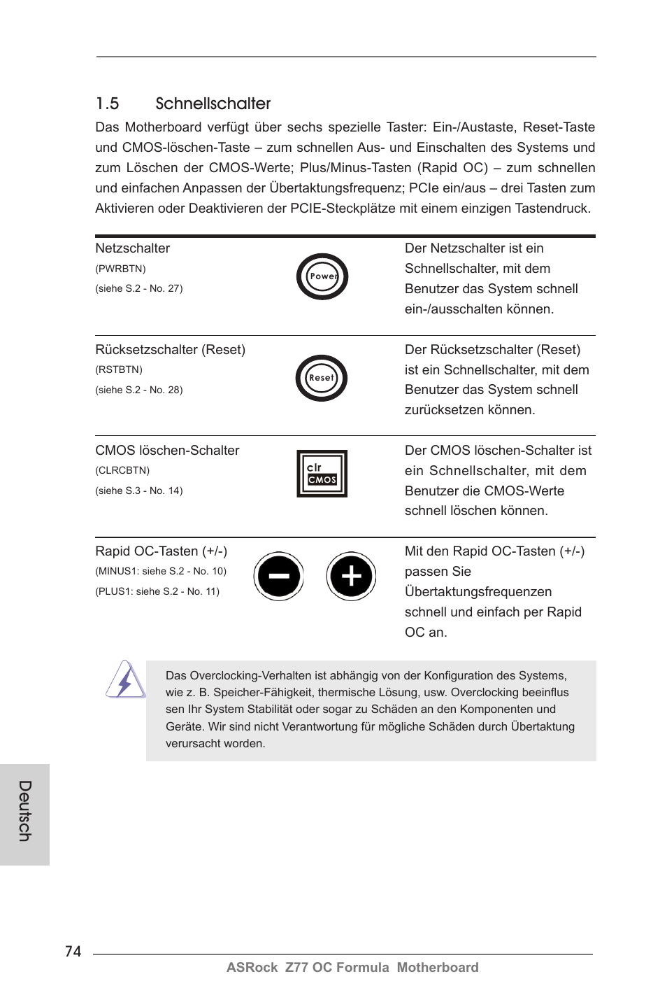 Deutsch 1.5 schnellschalter | ASRock Z77 OC Formula User Manual | Page 74 / 270