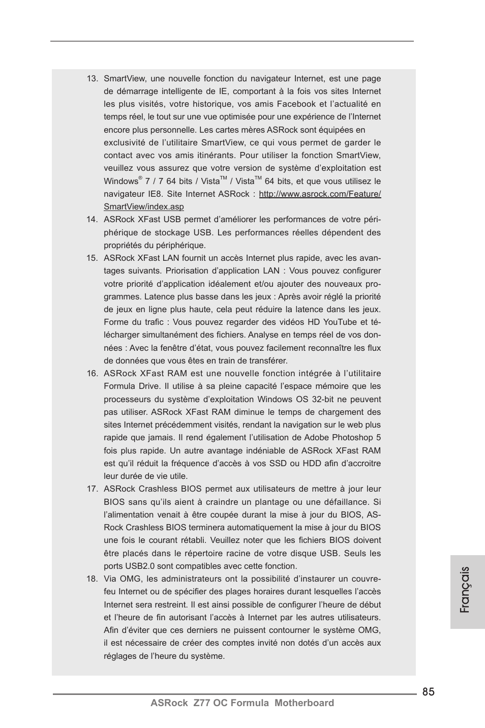 Français | ASRock Z77 OC Formula User Manual | Page 85 / 270