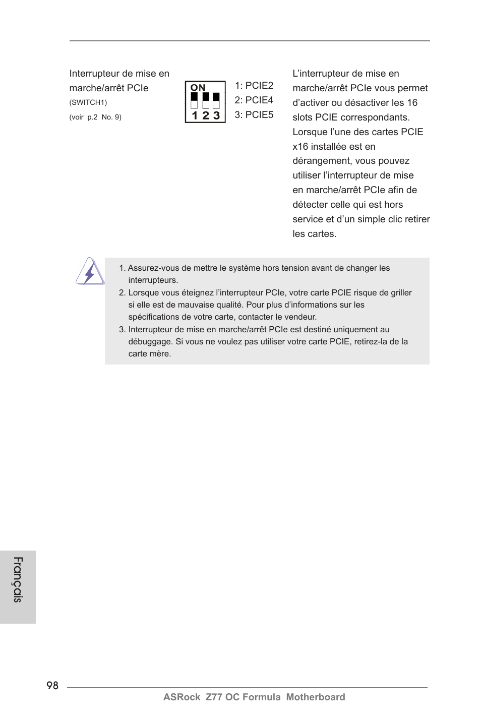 Français | ASRock Z77 OC Formula User Manual | Page 98 / 270