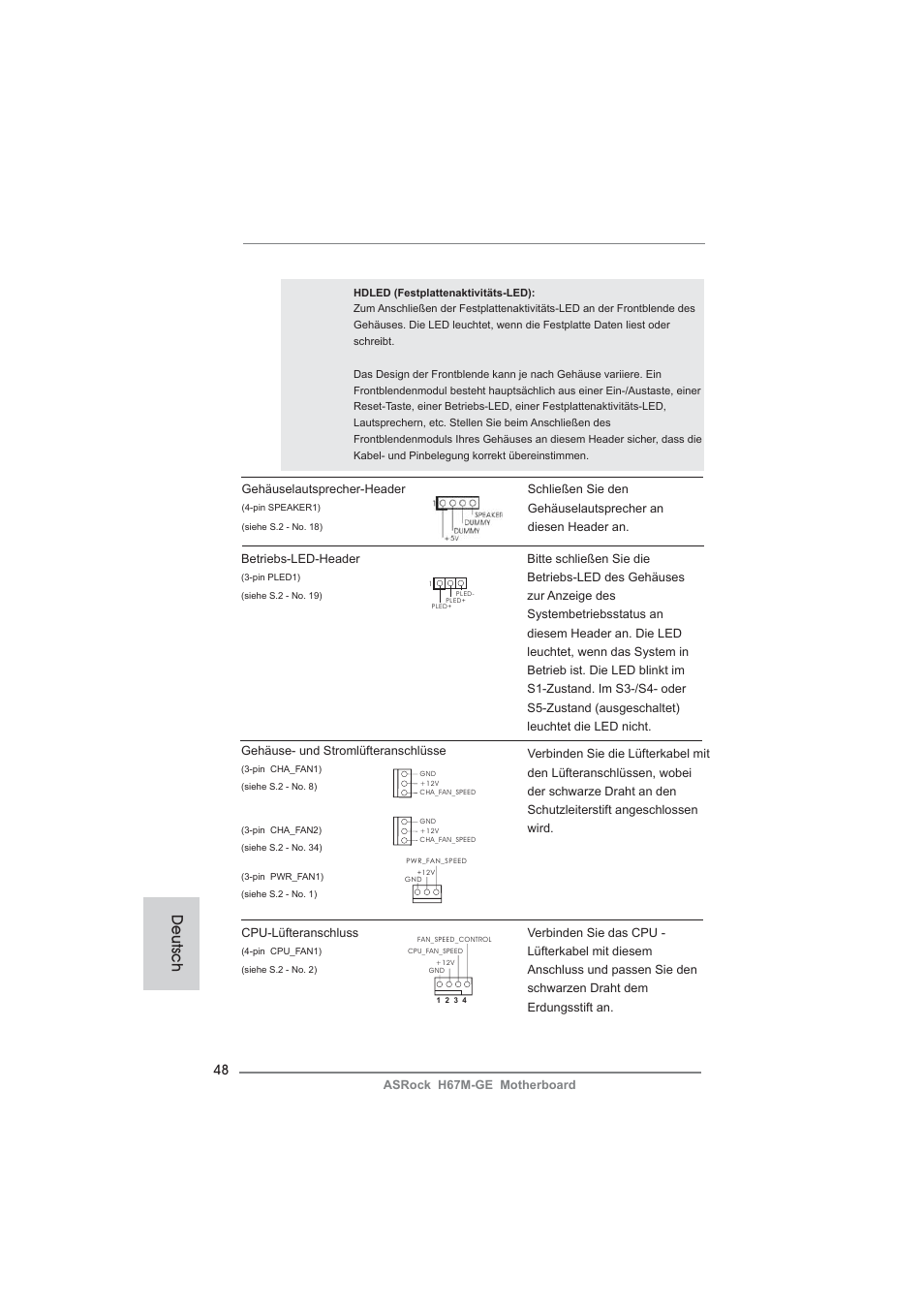 Deutsch | ASRock H67M-GE User Manual | Page 48 / 253