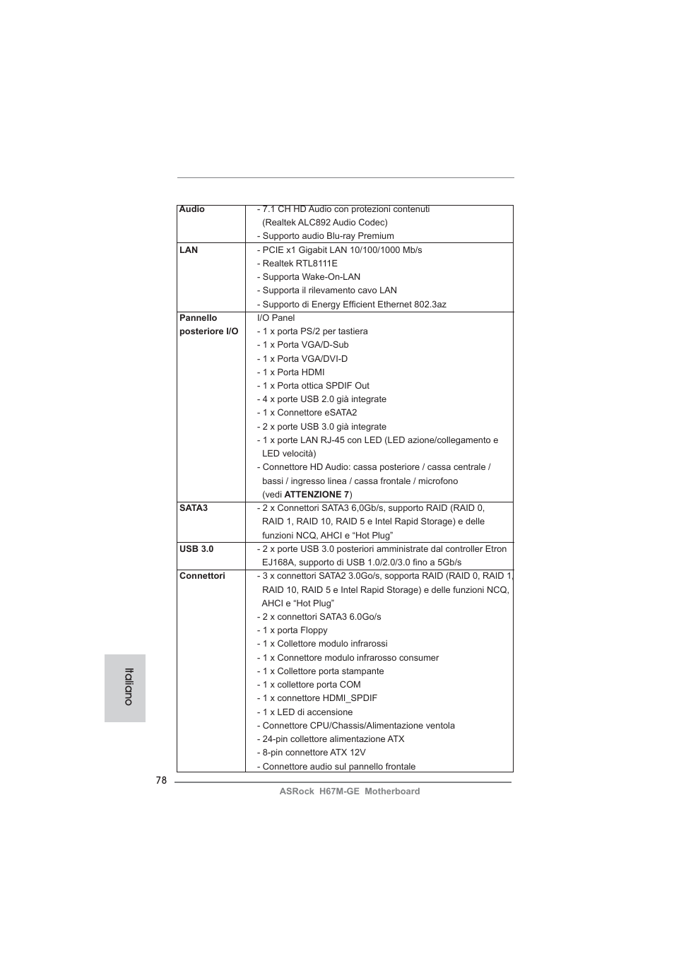 Italiano | ASRock H67M-GE User Manual | Page 78 / 253