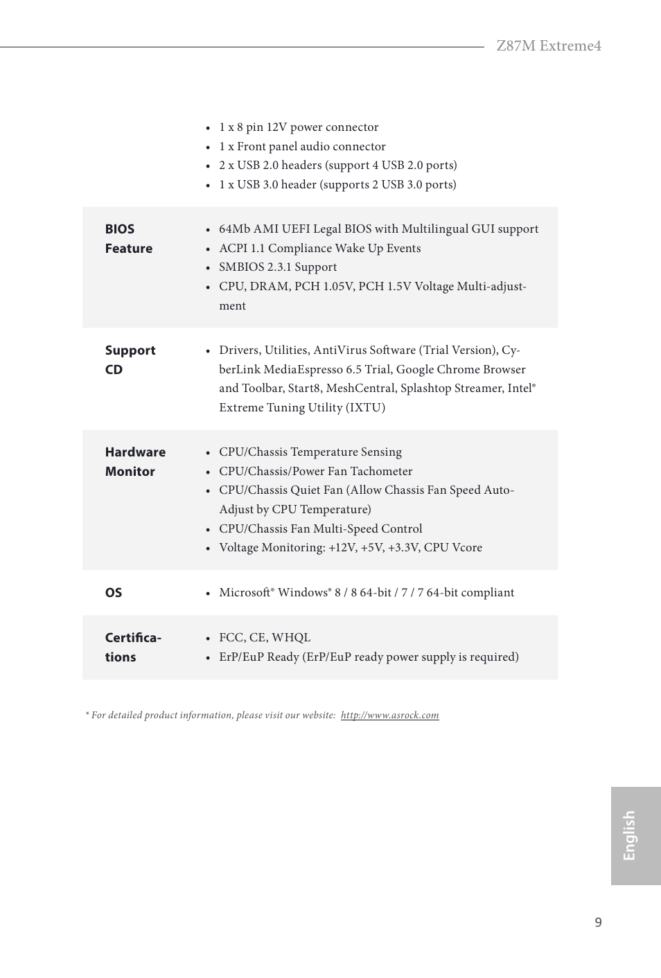 Z87m extreme4, English | ASRock Z87M Extreme4 User Manual | Page 11 / 175