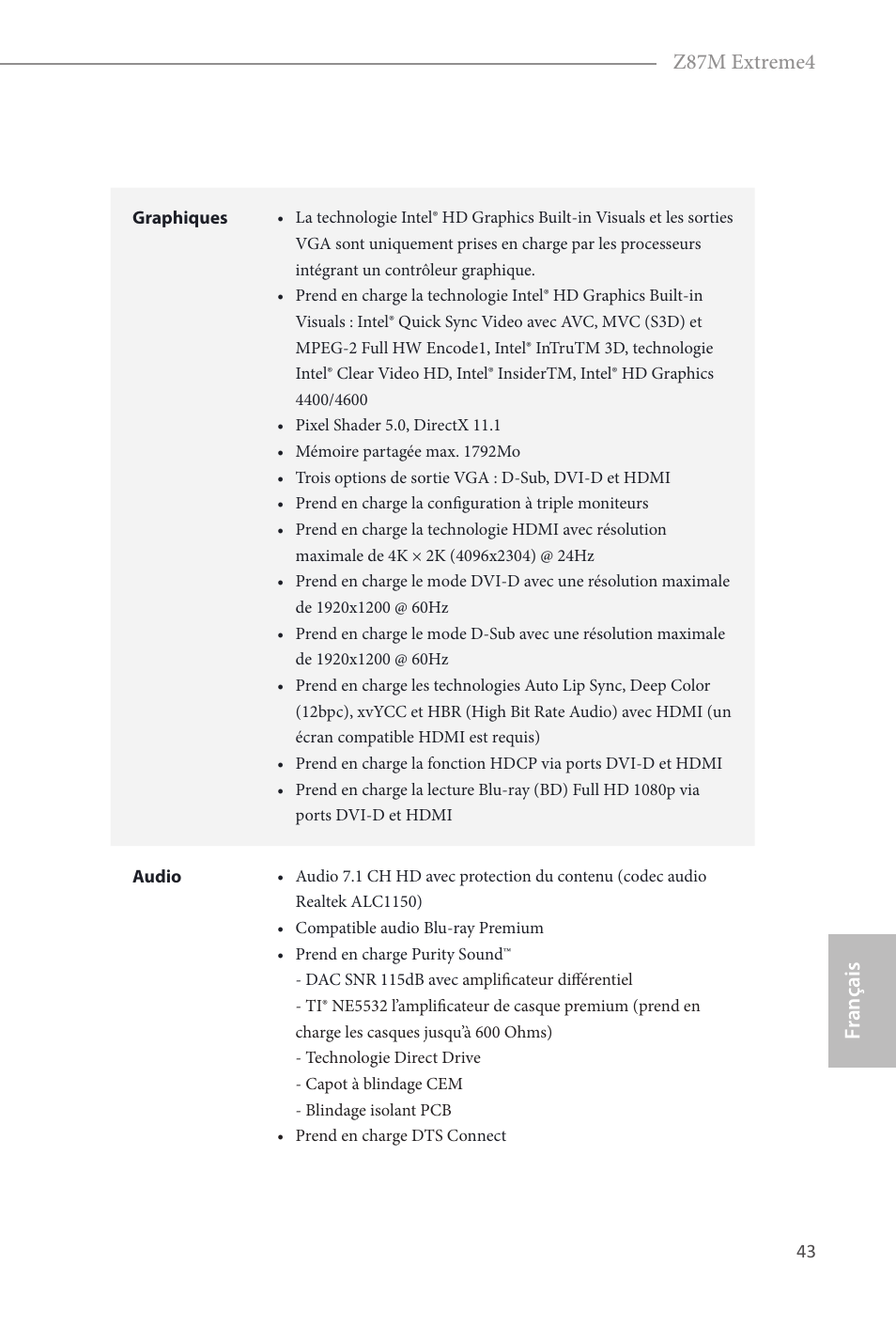 Fr ançais français z87m extreme4 | ASRock Z87M Extreme4 User Manual | Page 45 / 175