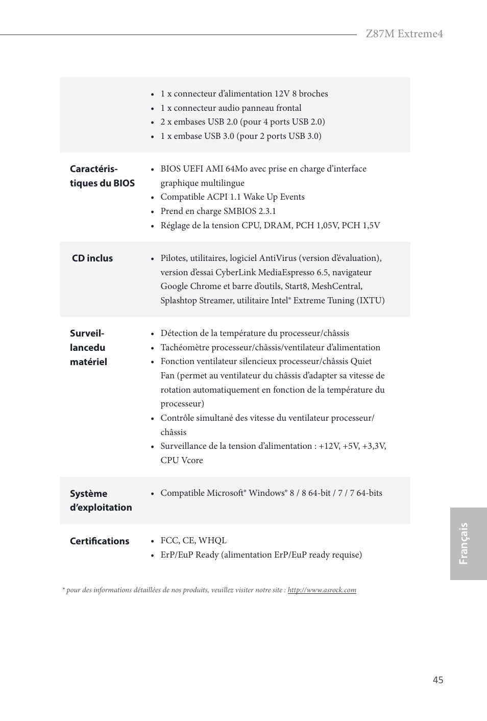 Fr ançais français z87m extreme4 | ASRock Z87M Extreme4 User Manual | Page 47 / 175