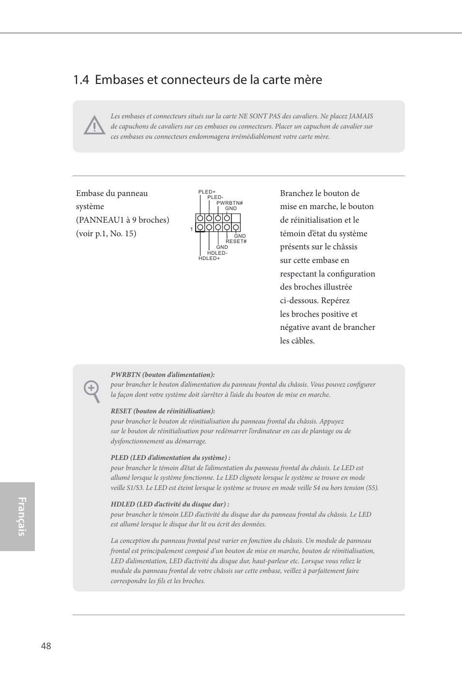 4 embases et connecteurs de la carte mère, Fr ançais français | ASRock Z87M Extreme4 User Manual | Page 50 / 175