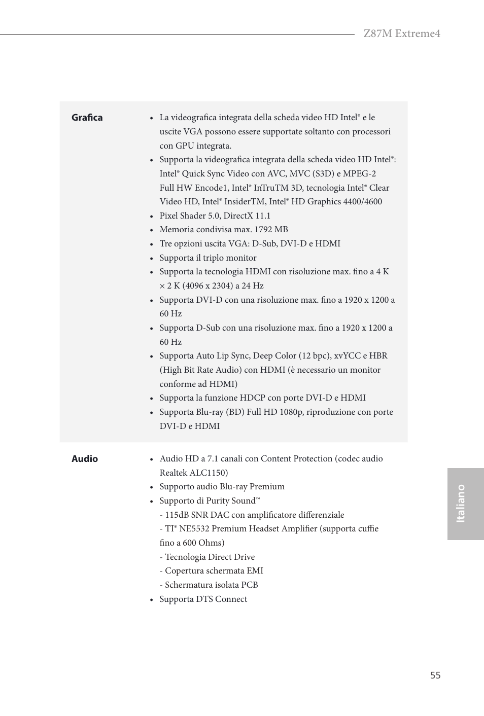 Italiano, Italiano z87m extreme4 | ASRock Z87M Extreme4 User Manual | Page 57 / 175