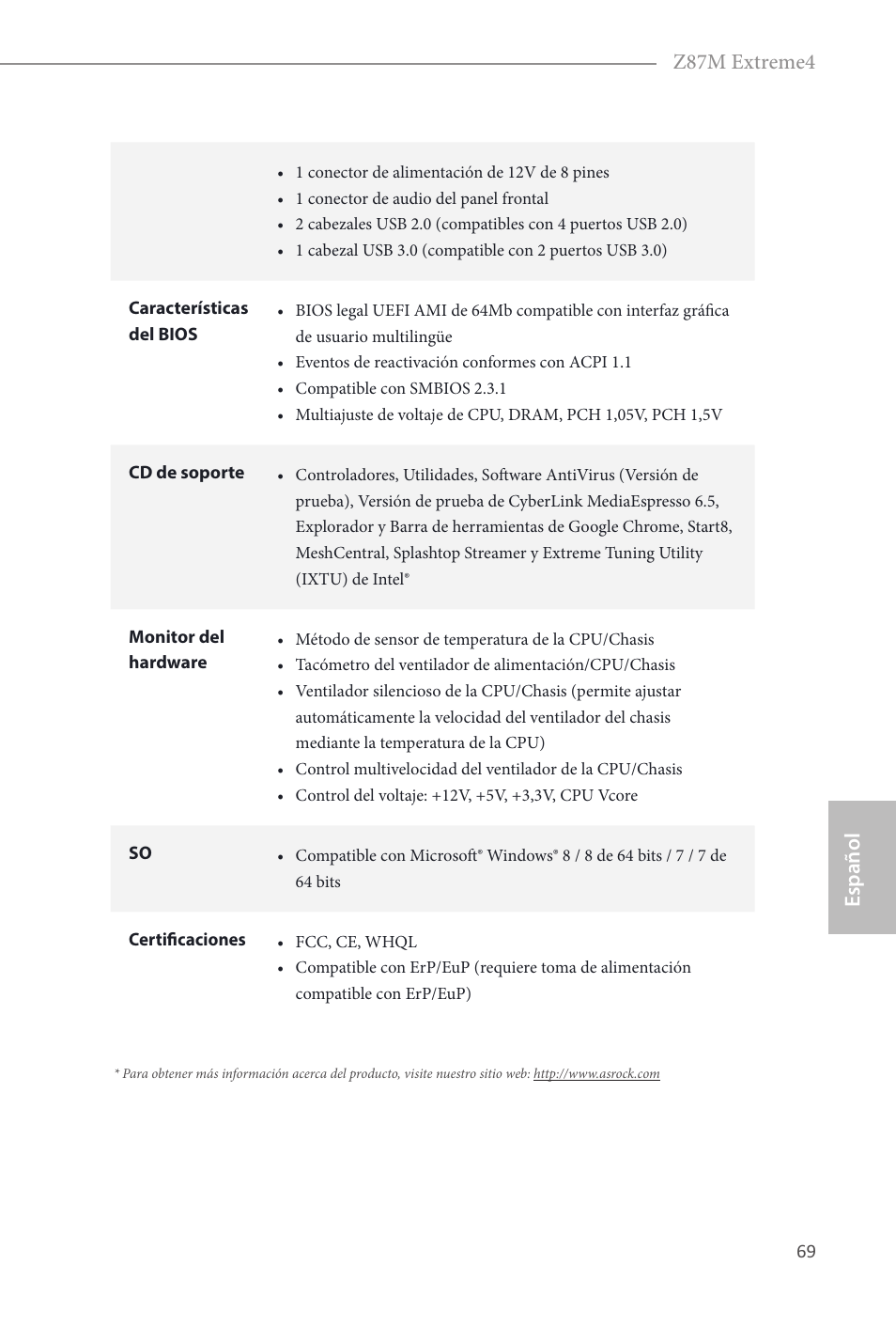 Español z87m extreme4 | ASRock Z87M Extreme4 User Manual | Page 71 / 175