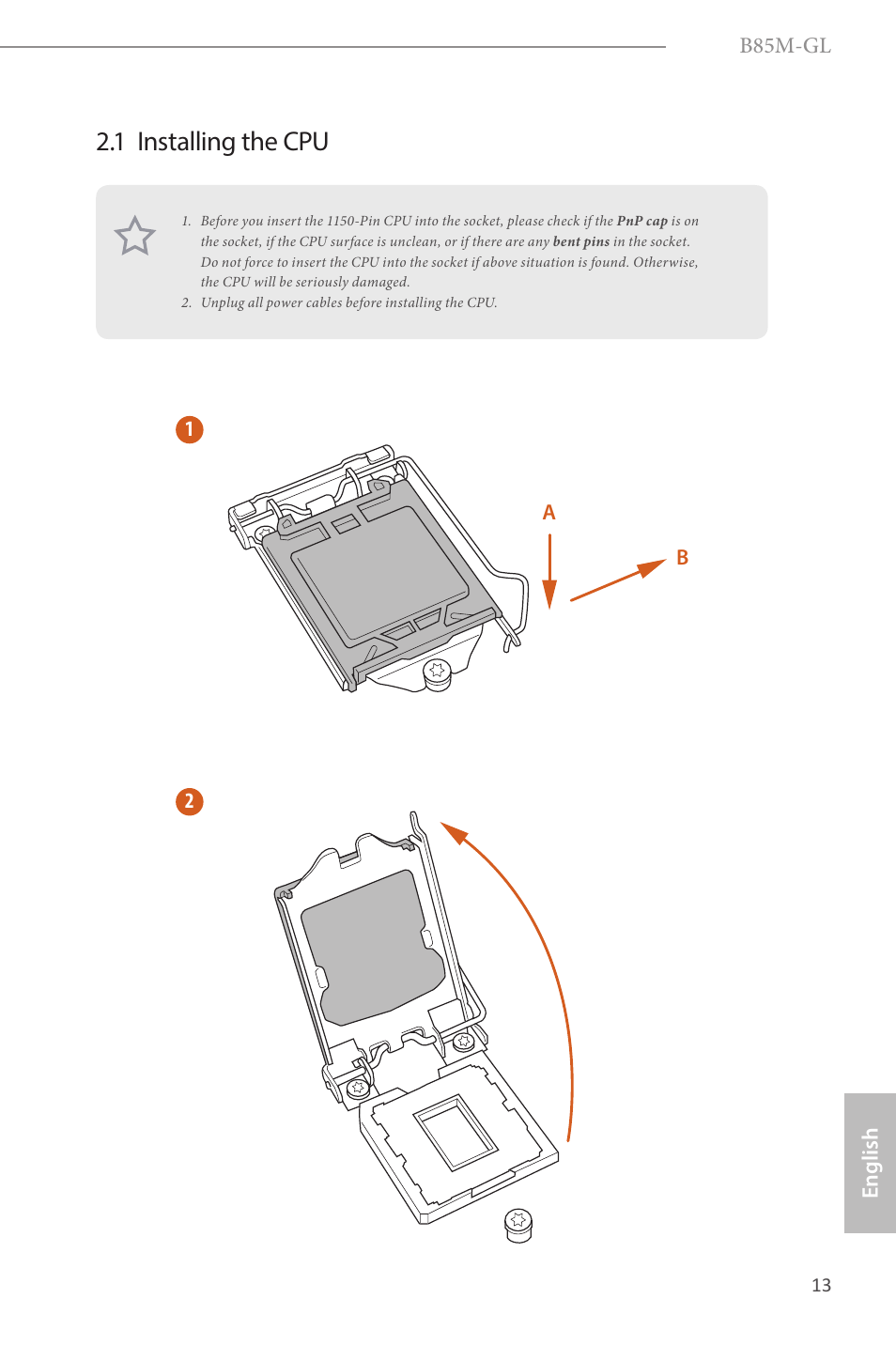 1 installing the cpu | ASRock B85M-GL User Manual | Page 15 / 77