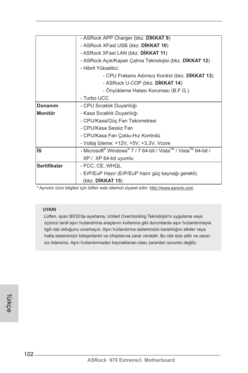 Türkçe | ASRock 970 Extreme3 User Manual | Page 102 / 176