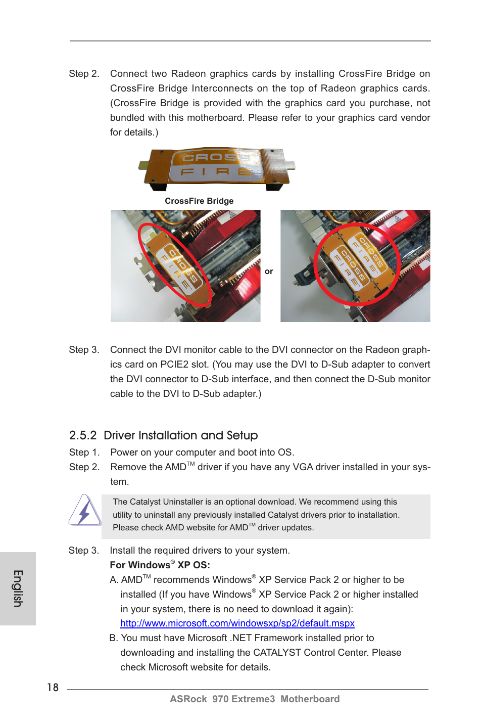 English, 2 driver installation and setup | ASRock 970 Extreme3 User Manual | Page 18 / 176